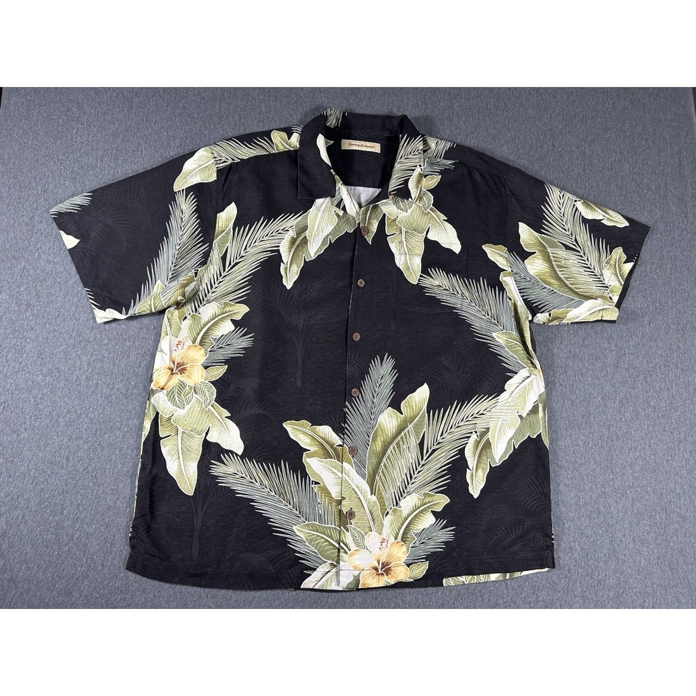 Tommy Bahama 100% Silk Tropical Floral Button Down Shirt XL